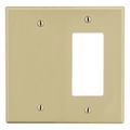 Hubbell Wiring Device-Kellems Wallplate, Mid-Size 2-Gang, 1) Decorator 1) Box Mount Blank, Ivory PJ1326I